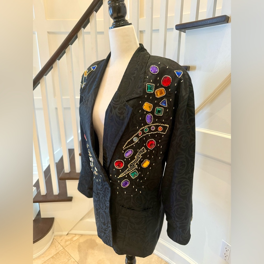 80's Bejewelled 100% Silk Blazer - FABULOUS!